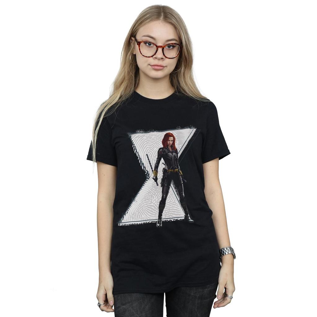 Marvel Womens/Ladies Black Widow Movie Natasha Logo Cotton Boyfriend T-Shirt