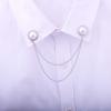 For Men Girl Double Chain Double Layer Women Brooches Korean Pin Pearl Collar Pin Collar Brooch