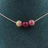 Stones and Minerals. Necklace 3 Beads Two-tone Tourmaline 8 Mm Stainless Steel Chain Necklace for Women, Men. Custom Size