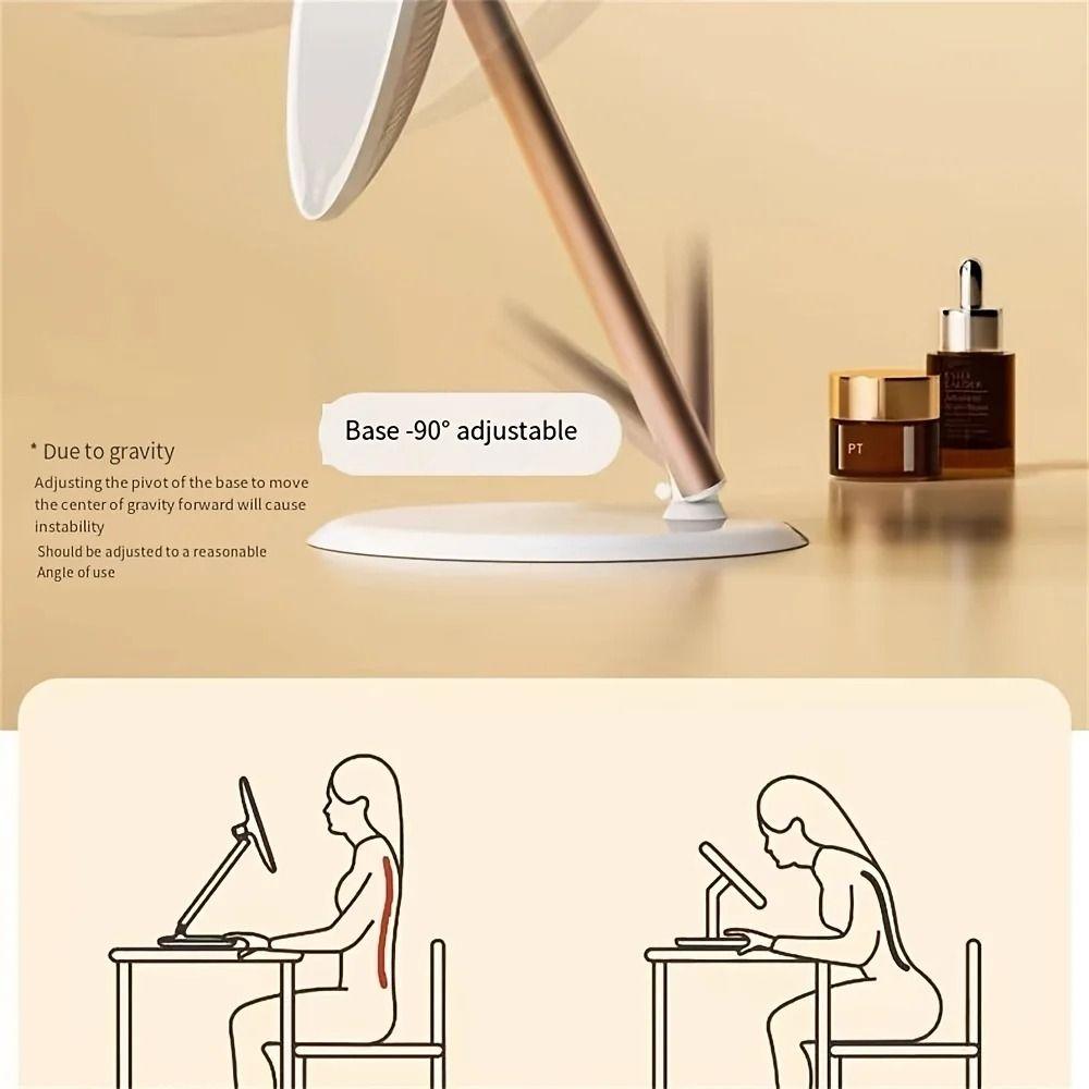 Вращающееся светодиодное зеркало для макияжа, регулируемые портативные косметические зеркала с подсветкой, настольные зеркала для женщин