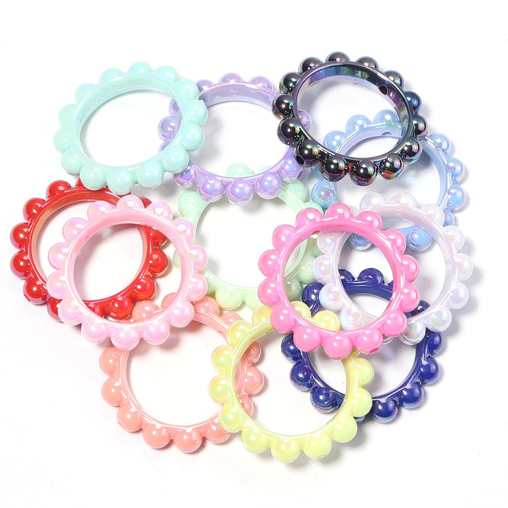 5pcs/lot Hollow Acrylic Beads Round Love Heart Garland Beads DIY Mobile Phone Chain Keychain Crafts Pen Jewelry Making Supplies