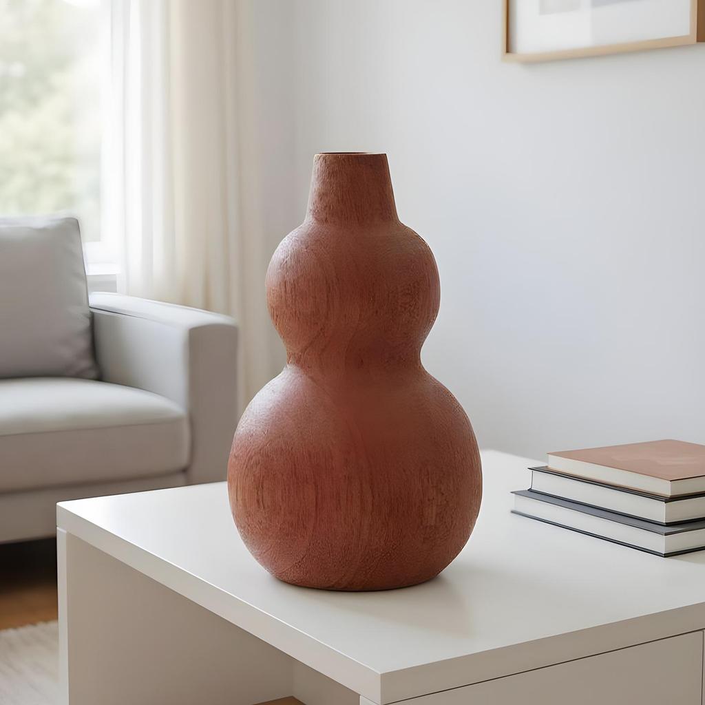 Wooden Flower Vase Handmade Plant Pot Retro Handcrafted Simple Dried Flower Vase Decor For Desk Shelf Bathroom Kitchen