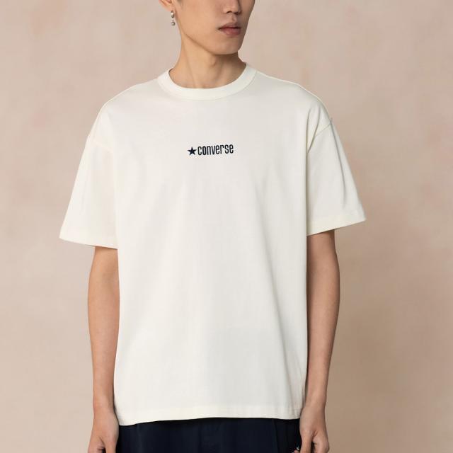 Converse Футболки Мужские Белые С Круглым Вырезом Умеренный Прямой Крой MCH600-W2Y