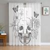 Black Skull Sheer Curtains Living Room Window Tulle Curtains For Bedroom Kitchen Home Decoration Voile Drapes