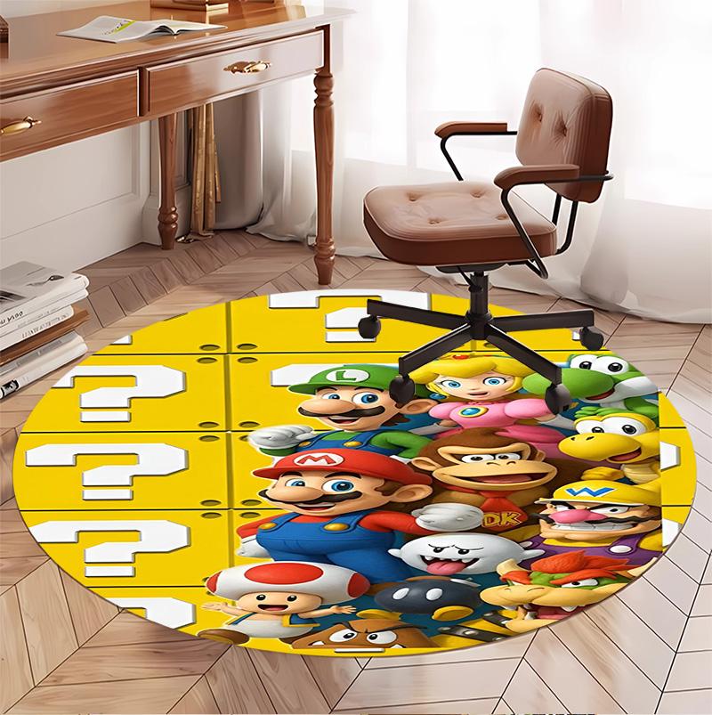 Super Mario Pattern Round Rug, Indoor/Outdoor Mat, for Picnic, Gameroom, Bedroom, Office, Living Room, Home Decor Carpet, Birthday Gift