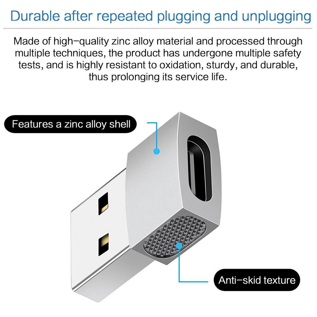 Адаптер USB Type C 6A, USB 2.0 Type A (папа) на Type C (мама), конвертер для зарядки и передачи данных