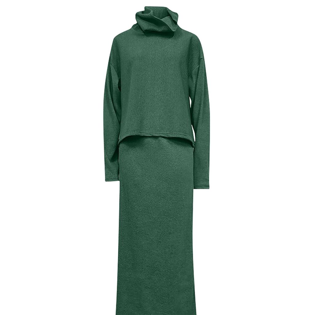 Женский повседневный свободный вязаный свитер, длинная юбка, комплект из двух предметов