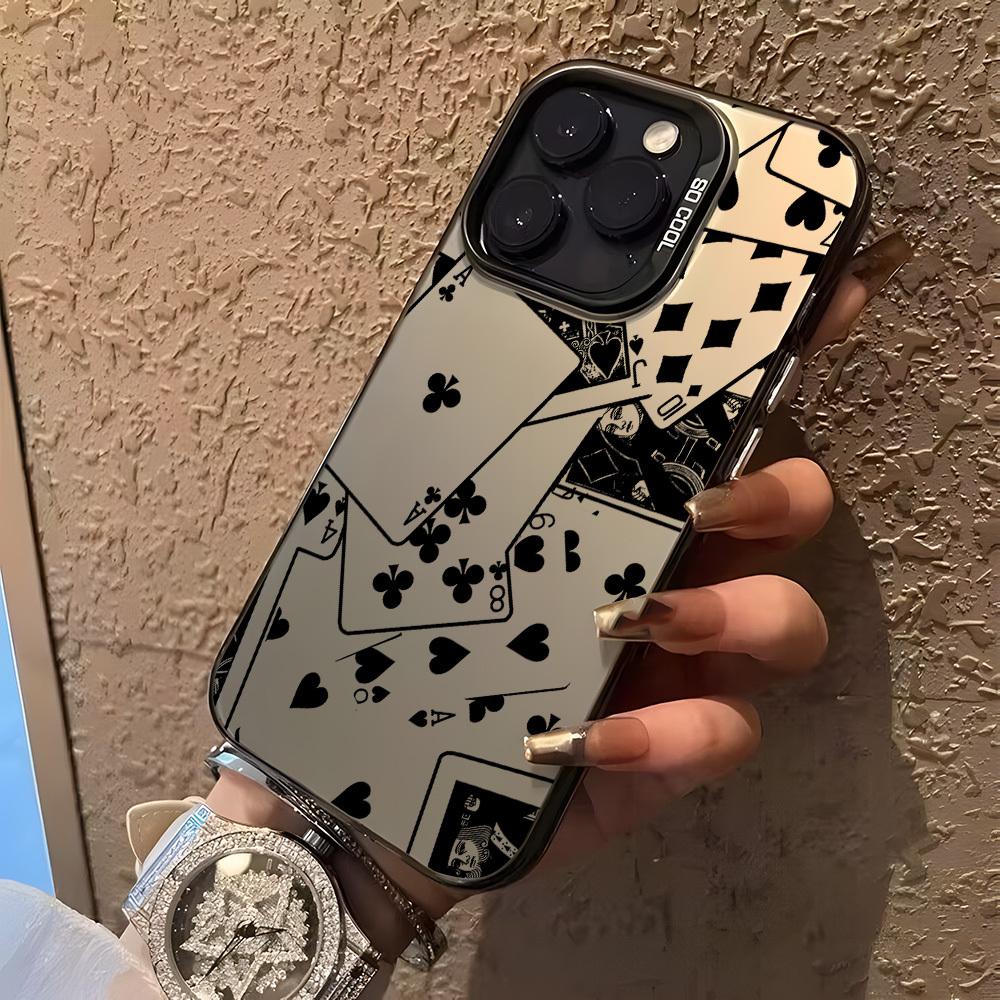 Черно-белый узор-коллаж с элементами покера чехол для телефона Для iPhone 11 12 13 14 15 16 17 XS XR X 12 13 Plus Pro Max SE серии