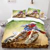 Dirt Bike Duvet Cover Set Motocross Rider Comforter Cover Motorcycle Extreme Sport Game Polyester Bedding Set For Kid Boys Teens