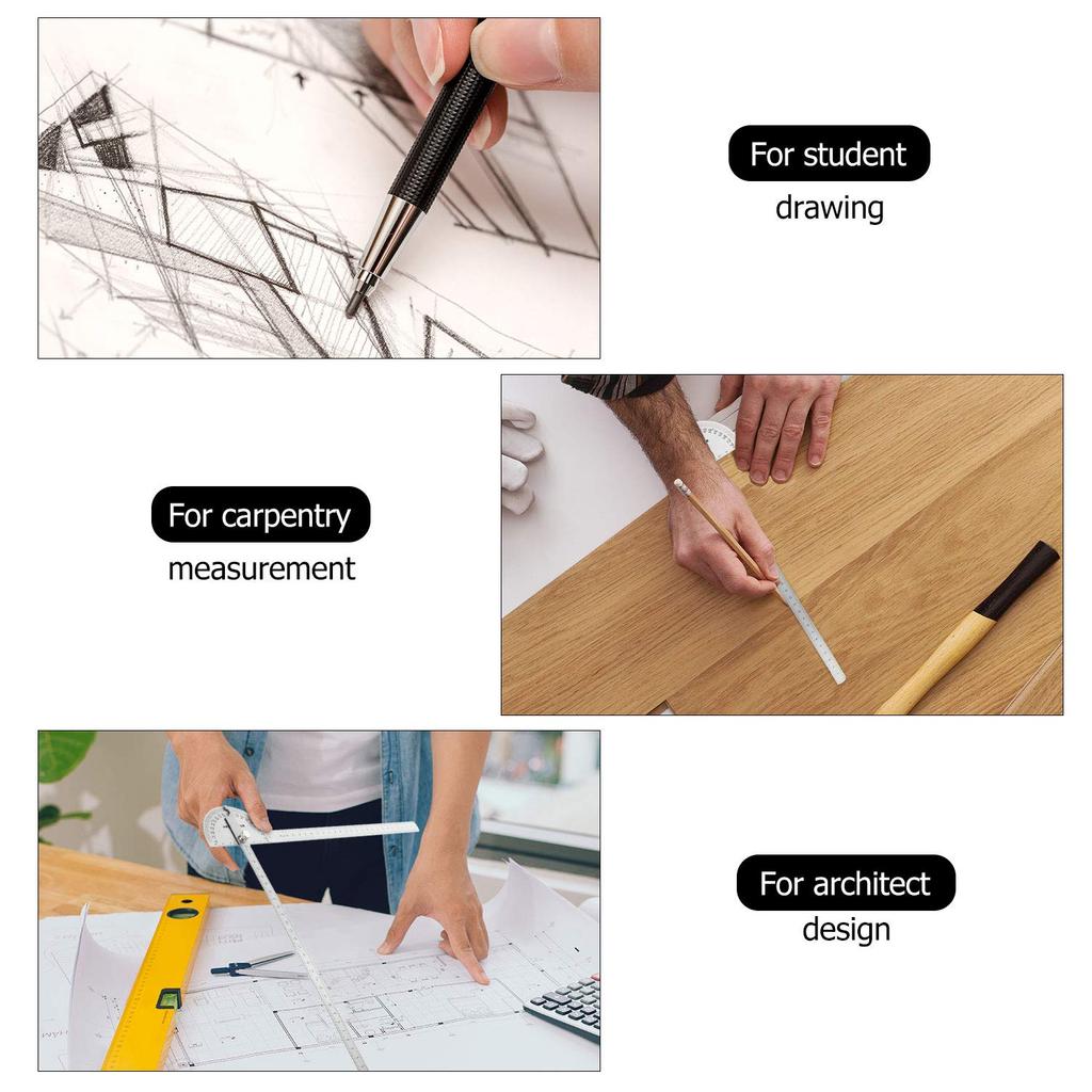 Angle Protractor Angle Finder Ruler Two Arm Stainless Steel Protractor Woodworking Ruler Measure Tool with 0-180 Degrees(30 cm/ 11.8 Inch)