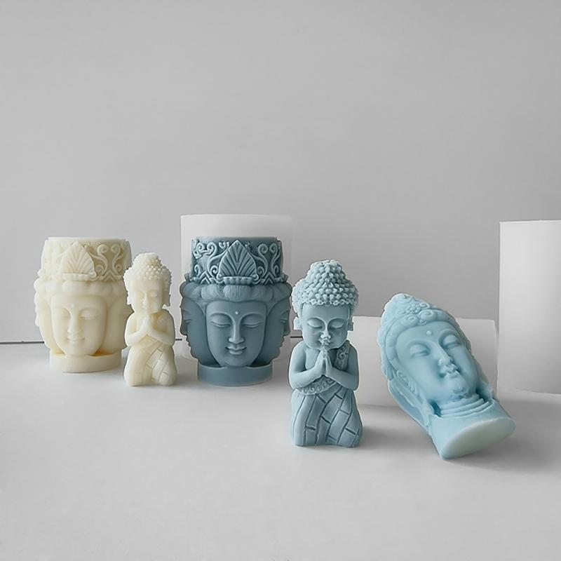 Свеча Статуя Будды Силиконовая Форма 3D Фигура Ароматерапия Гипсовые Формы Мыло Ручной Работы Смола Форма DIY Торт Шоколад