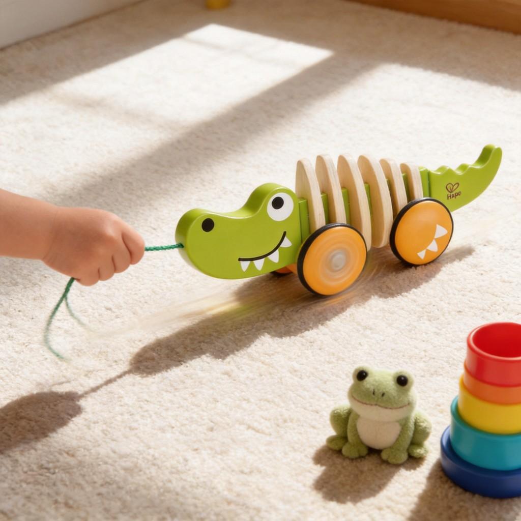 Wooden Pull Toy Frog Family For Toddlers Kids Baby Boys Girls Learning Active Play