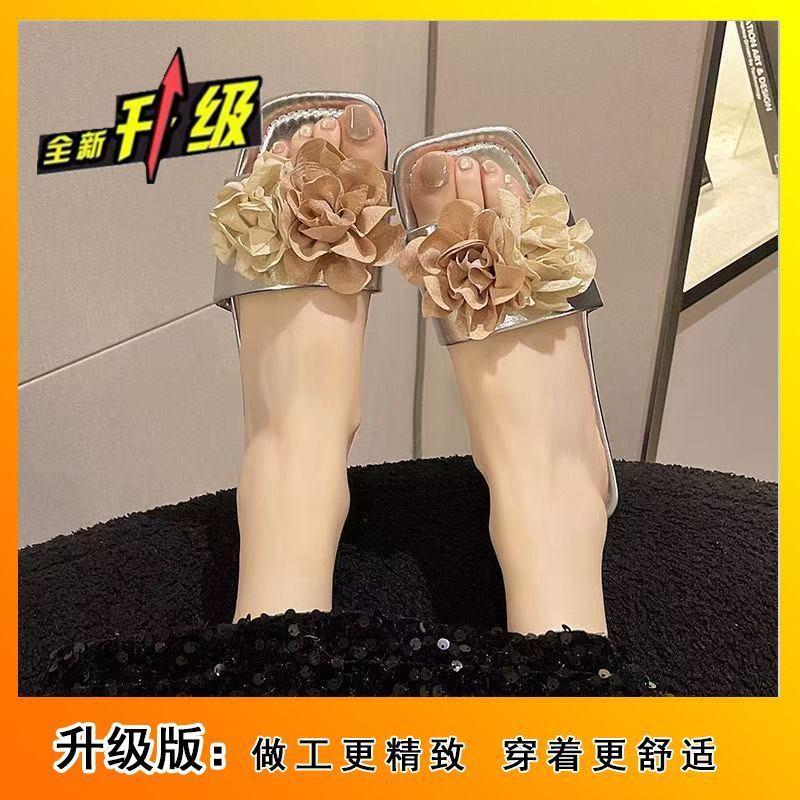 Босоножки на плоской подошве для пляжа, фея, девочка-цветочница, с одним словом, 2025 лето, новая уличная обувь, для отдыха, для моря, со шлепанцами-юбкой