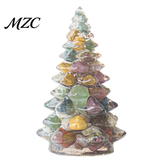 Small Christmas Tree Statue Resin Figurine, Crystal Desktop Ornament, Creative Gift Miniature Holiday Decoration for Home Office, Ornament