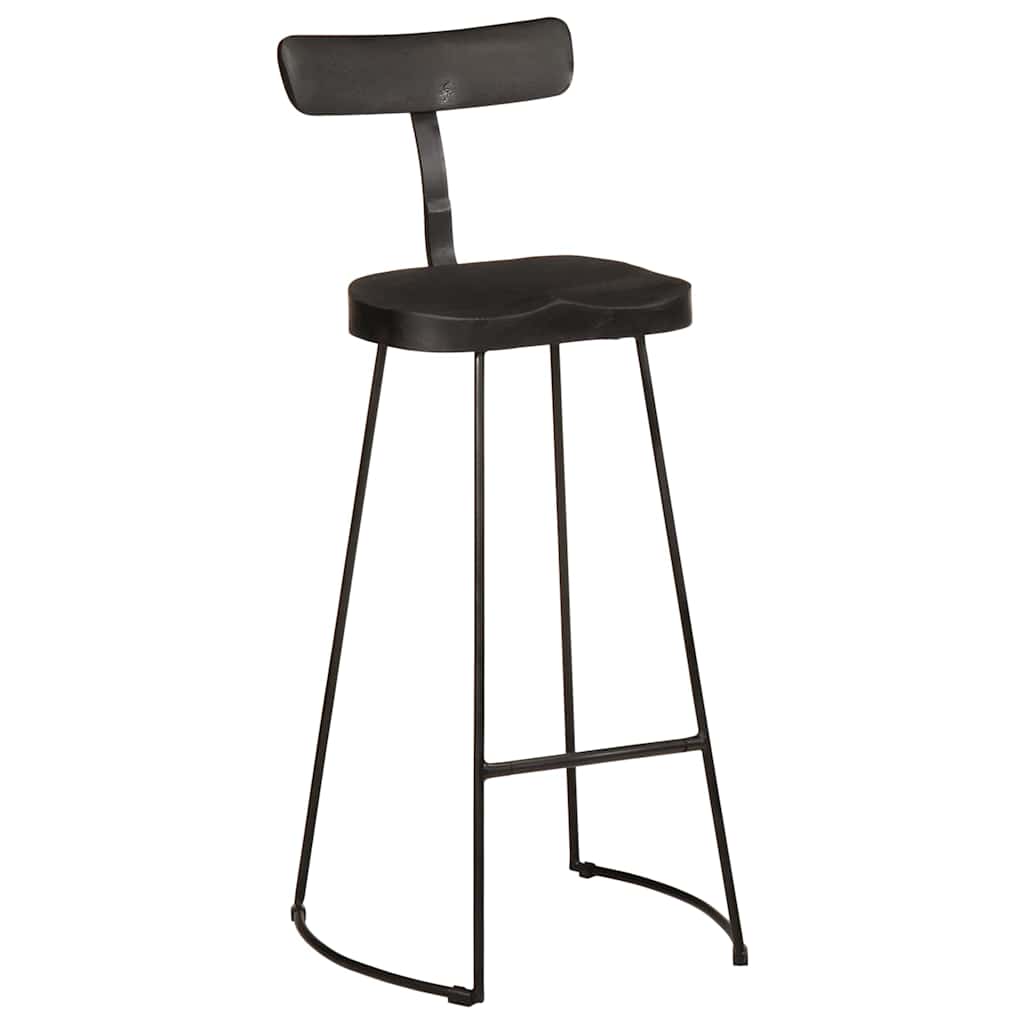 Bar Stool Set of 2 Black 49 x 43 x 103 cm Solid Mango Wood