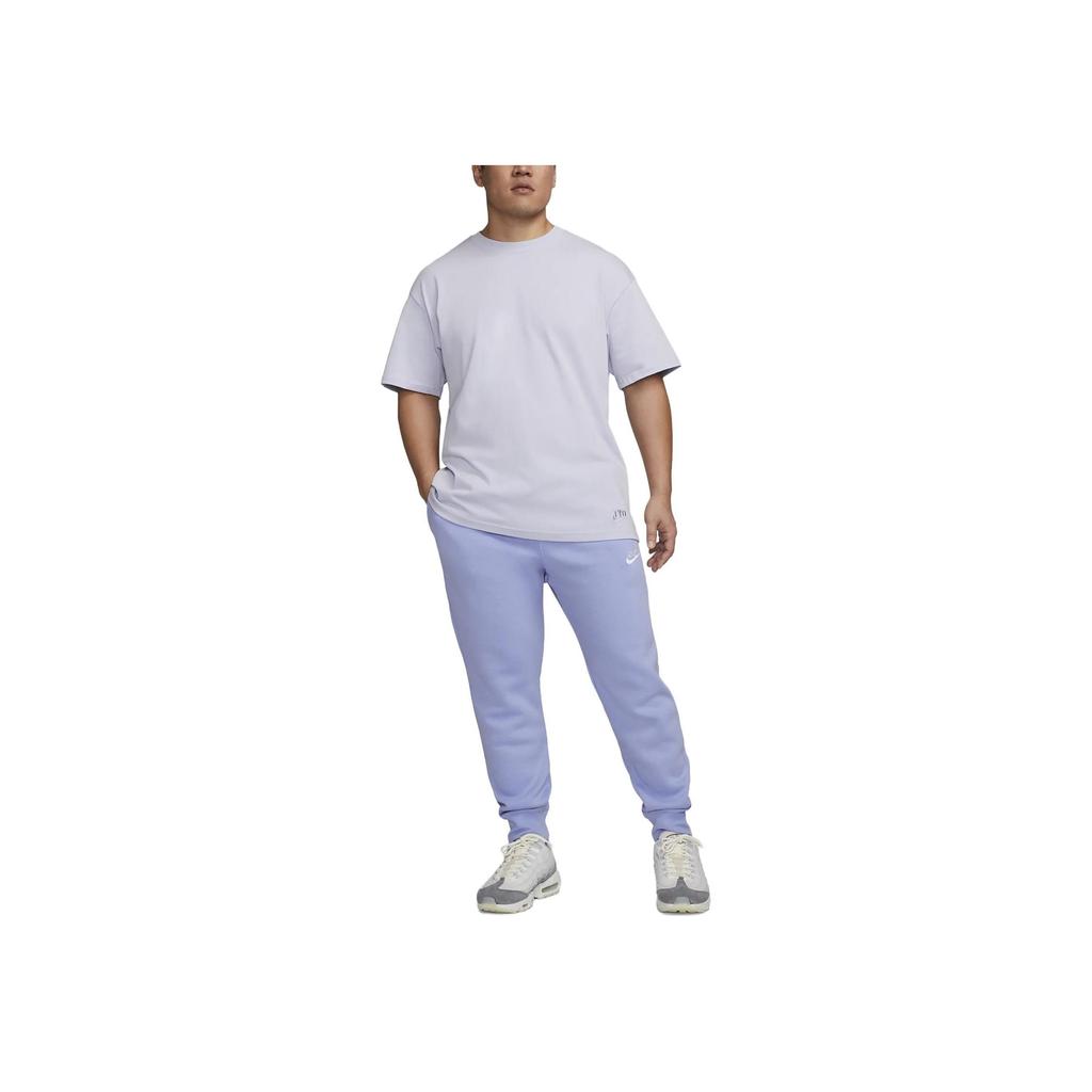 Nike Solid Color Small Logo Embroidered Round Neck Short Sleeve T-Shirt Men Tops Light-Purple FN6008-536