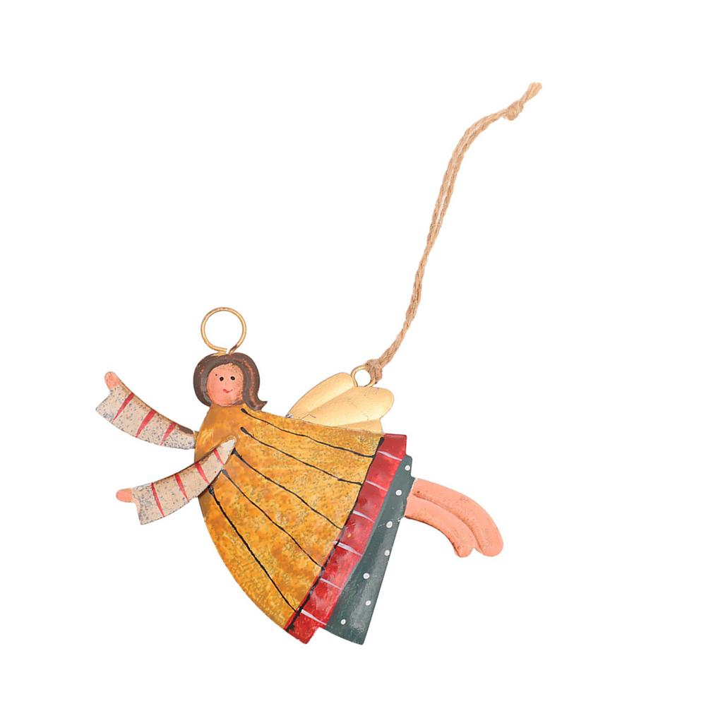 Metal Christmas Tree Door Hanging Decoration Hand Painted Lovely Girl Shaped Pendant Ornament Window Embellishment