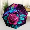 1pc Neon Hummingbird and Rose Automatic Opening and Closing Umbrella - Small Umbrella Suitable for Various Occasions A079