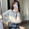 Свитер из норки с висячим вырезом и v-образным вырезом, женский осенне-зимний свободный флисовый трикотаж с имитацией норки, дизайн, пуловер Sense