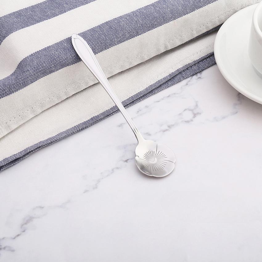 HANYANG Креативная посуда из нержавеющей стали Ложка для цветов с короткой ручкой Бытовая птичье гнездо Десертная ложка Ложка для перемешивания Ложка для цветов вишни