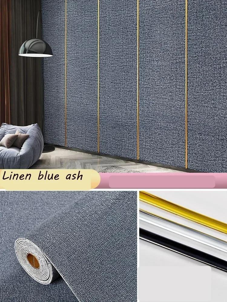 Льняные обои самоклеящиеся водонепроницаемые влагостойкие и устойчивые к плесени 3D настенные наклейки для украшения стен гостиной дома