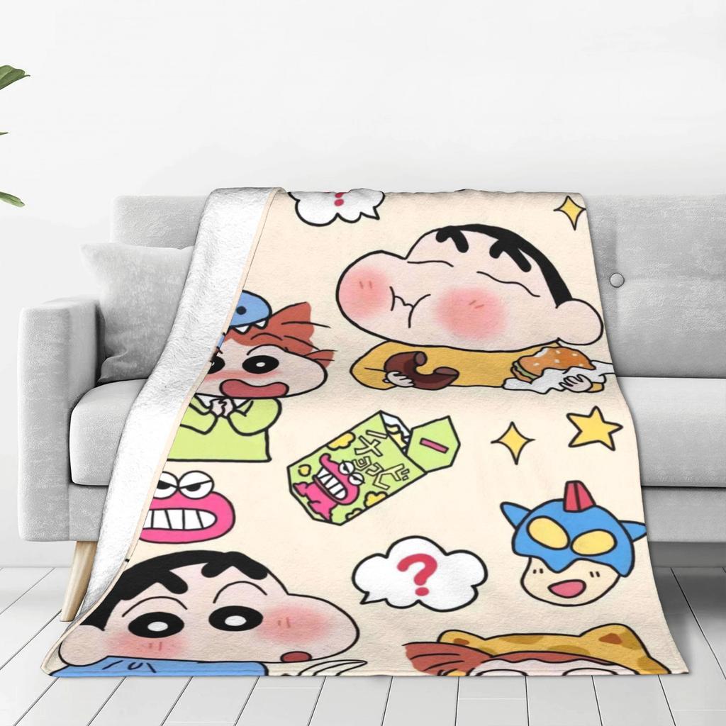 Crayons Shin-chans As Pikachu Blanket  Soft Street Trend Plush Throw Blanket For Children Bedroom Flannel Bedspread Bed Cover