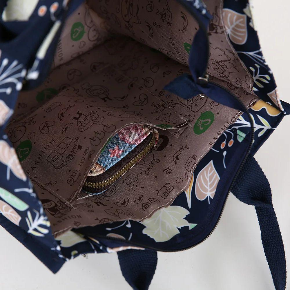 Chunky Nylon Printed Fabric Handbag, Portable Lunch Box Bag for Work, Daily Storage Bag for Mommy