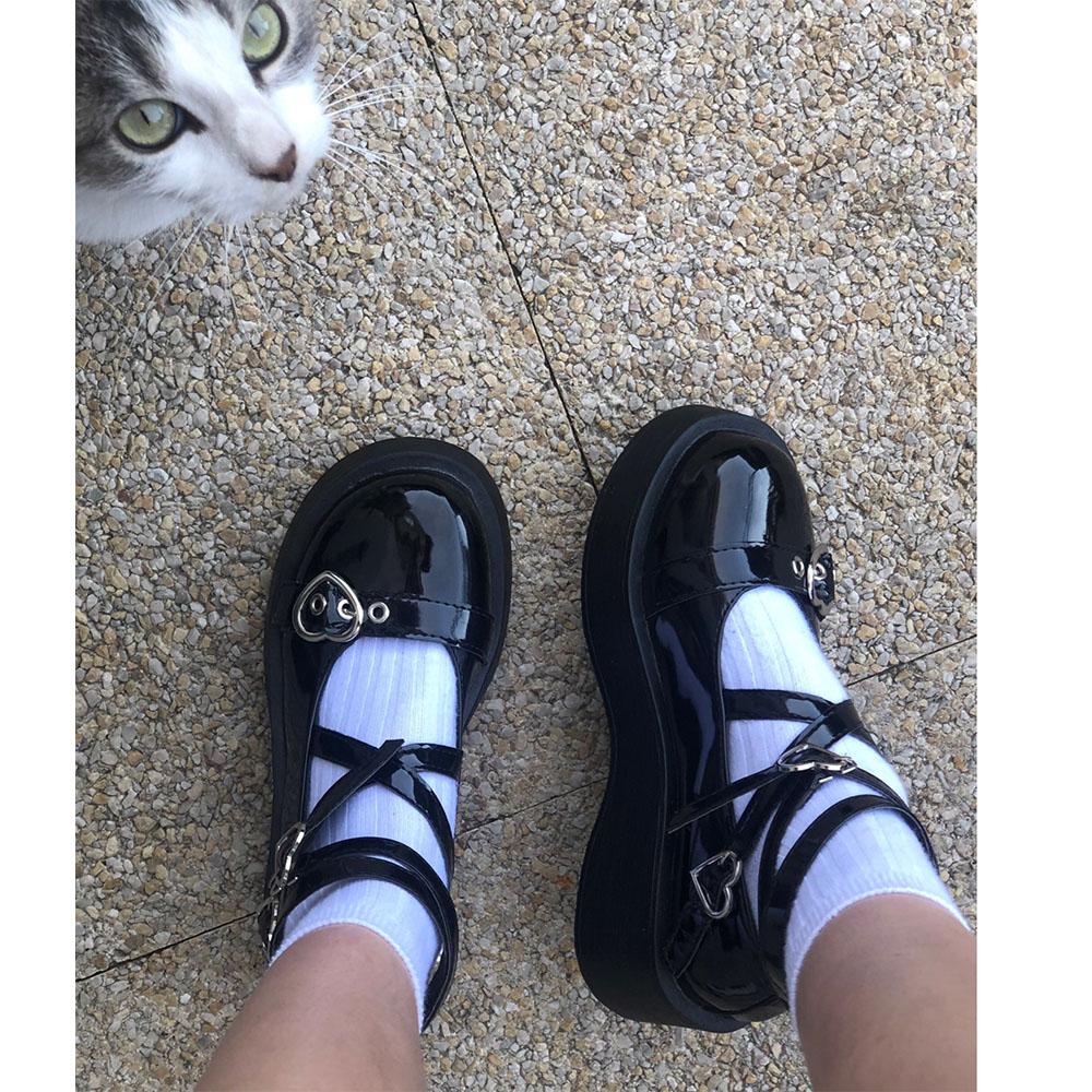 Туфли Лолиты на платформе, женская обувь на каблуке, женская обувь Loli на толстом каблуке с перекрестной повязкой, каваи, туфли Мэри Джейн для косплея