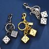 Golden Dice Keychain Pendant Portable Lucky Charm Multifunctional Bag Charm Key Ring Backpack Accessory