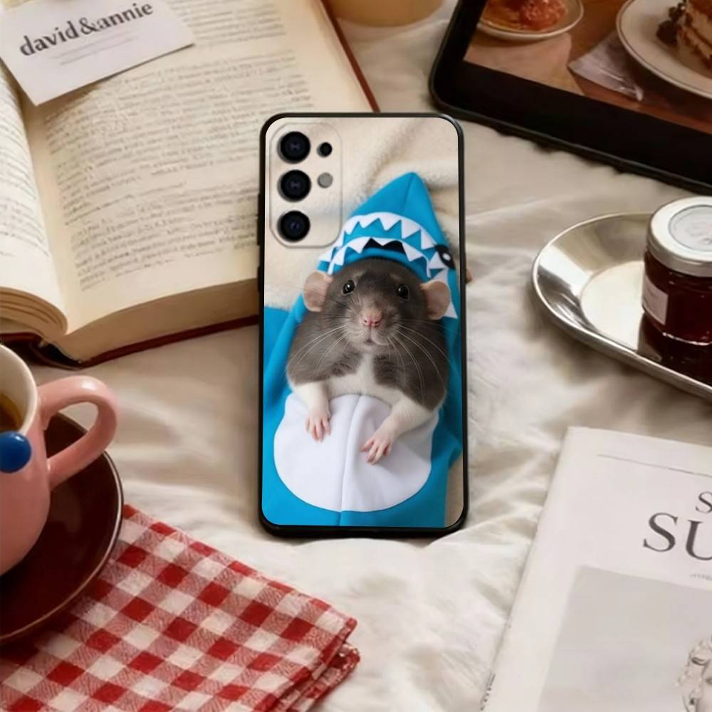Cute Hamster Phone Case Black Silicone Soft For Samsung S25,S24,S21,S22,S23,S30,Ultra,S20,Plus,Fe,Lite