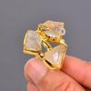Цитрин Драгоценный камень Позолоченное Заявление на день рождения Бохо Коктейльное Гальванопластическое кольцо V-120