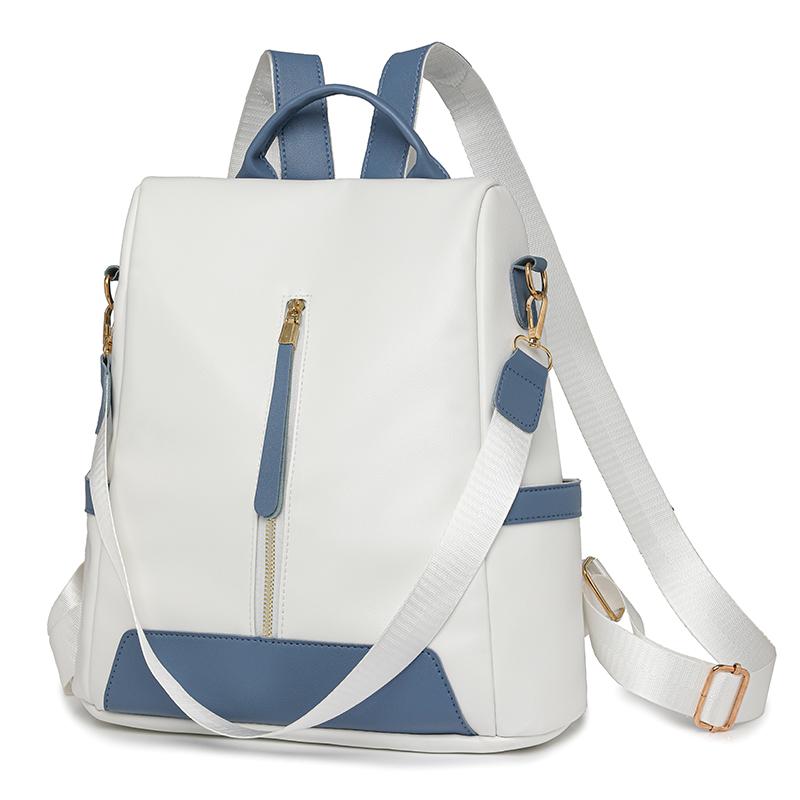 Рюкзак Color Block Anti-Theft, женская дорожная сумка из мягкой кожи, большой емкости