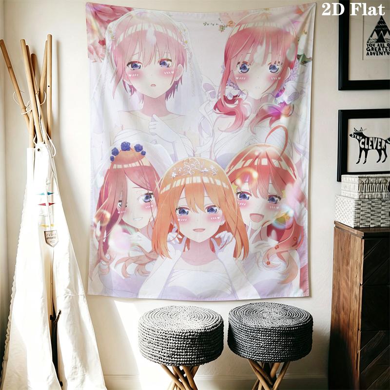 The Quintessential Quintuplets Wall Tapestry Aesthetic Wall Hanging Printed Fabric Blanket Decorative Tapestries for Bedroom Living Room Home Decor