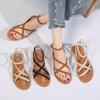 New Shoes Female Ankle Strap Women's Sandals Summer Open Toe Buckle Solid Outdoor Beach Casual Flat Large Size Sandals