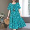 Loose Midi Dress Women Summer O-Neck Elegant Plus Size Dresses