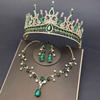 Bridal Crown Headgear Three-piece Korean Wedding Necklace Wedding Dress Accessories Wedding Birthday Hair Accessories Earrings Set