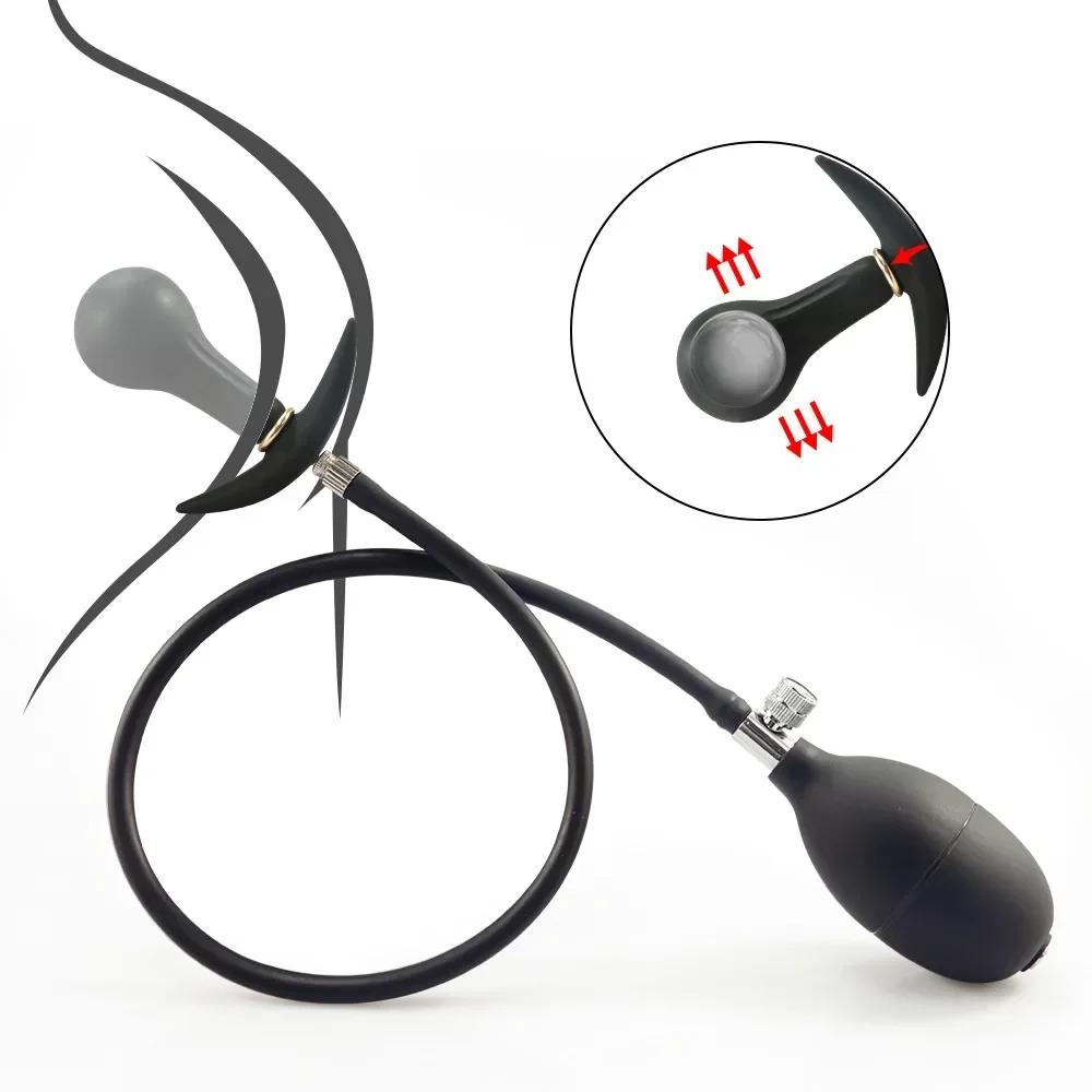 Надувная огромная анальная пробка со встроенным стальным шариком, женский вагинальный анальный дилататор, расширяемый силиконовый массажер простаты, секс-игрушки для мужчин