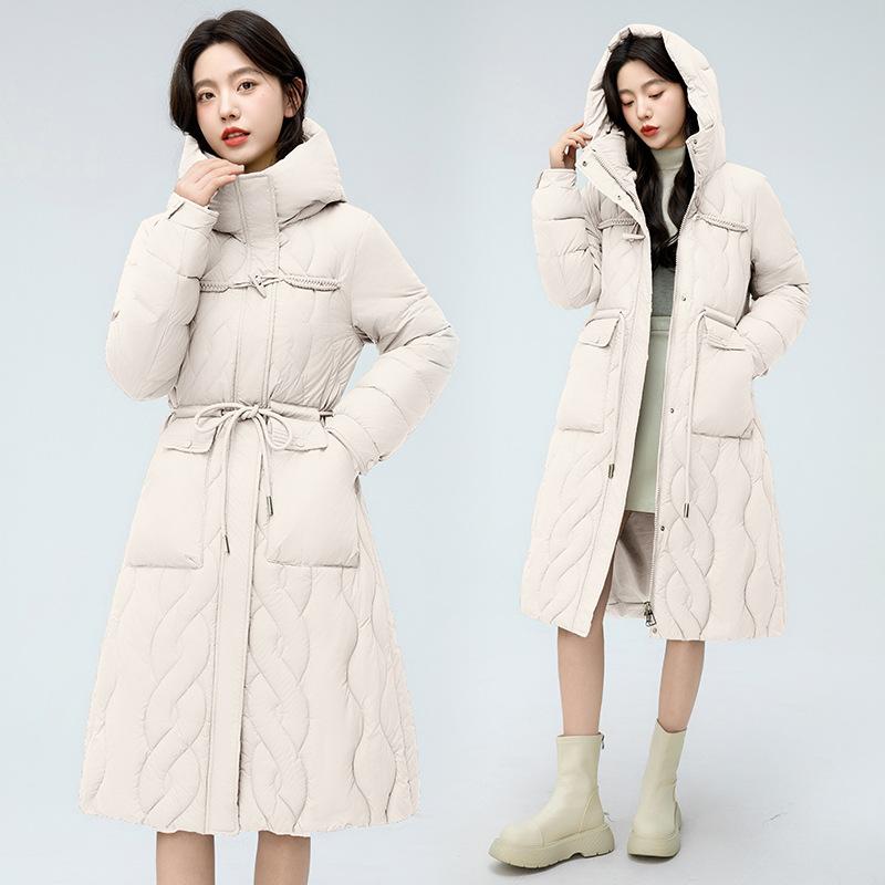 New Coat Women's Mid Length Fashionable New Slim Fit Thickened Down Coat Winter Waist Fashion Cold Proof Coat