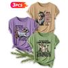 Three-piece set Women's Summer Clothing Funny donkey, duck, cow, and quirky slogan print round-neck short-sleeve plus-size friendly T Shirt Funny and