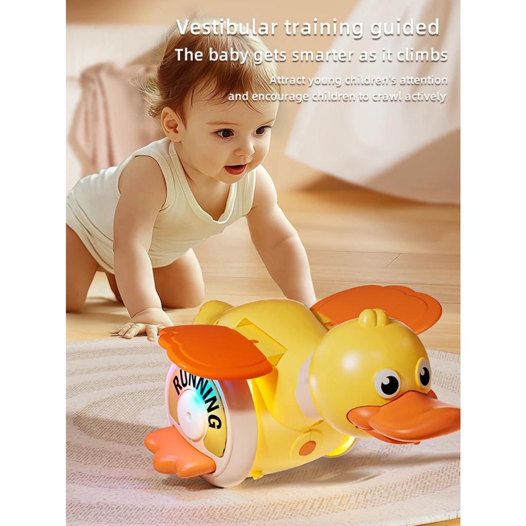 Kid Electric Musical Dancing Duck Simulated Foraging Free Rotation Duck Sound&Light Tummy Time Toys Crawling Toys for New Born