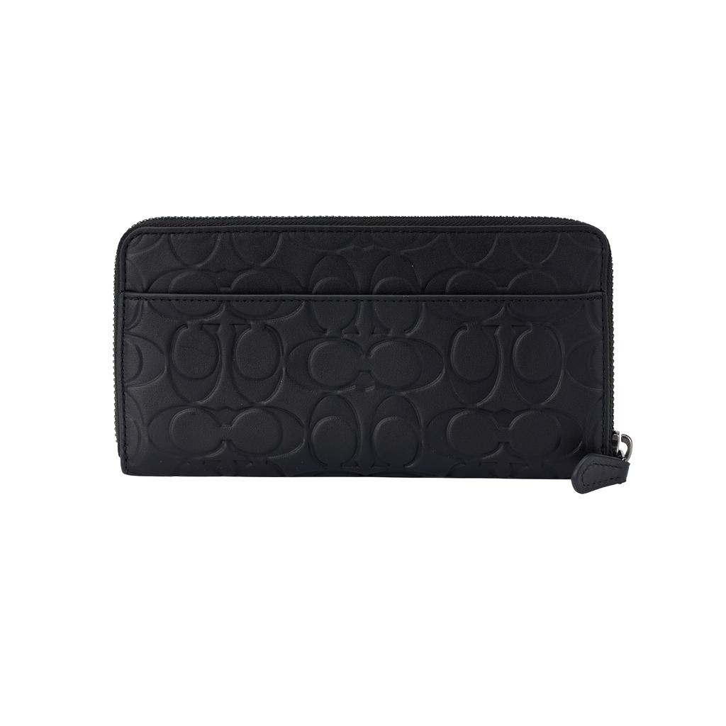Coach Кошелек-гармошка 19 молний Кожаный держатель для карт с тисненым логотипом Кошелек Женский кошелек Черный CE551-QBBK