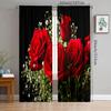 2 штуки - Черная основа красная роза полиэстеровые шторы, ванная комната, спальня, гостиная и семейная комната декоративные шторы