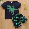 2Pcs Toddler Kids Baby Boys Girls Pajamas Cartoon Print Tops Shorts Outfits Set