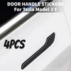 4pcs Car Door Handle Sticker For Tesla Model 3 Y 2017 - 2024 Door Wrap Cover Paste Model3 Model Y Accessories Carbon Fiber ABS