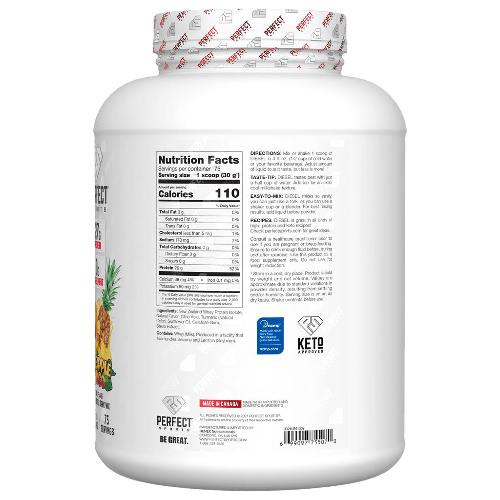 PERFECT Sports, Diesel, New Zealand whey isolate, pineapple mango flavor, 2.27 kg (5 lb)