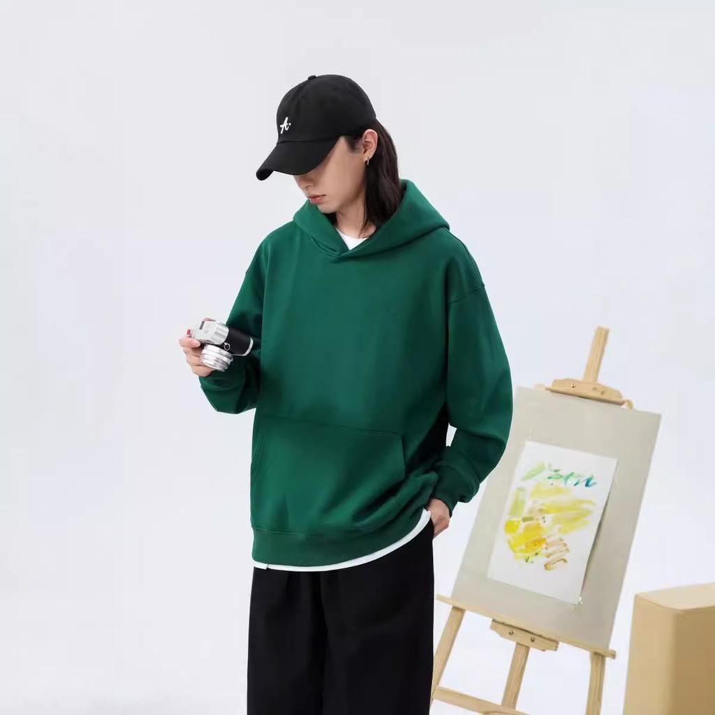 Флисовый пуловер с приспущенными плечами, капюшоном и карманом, парная толстовка, утолщенная, оверсайз, трендовая, молодежная