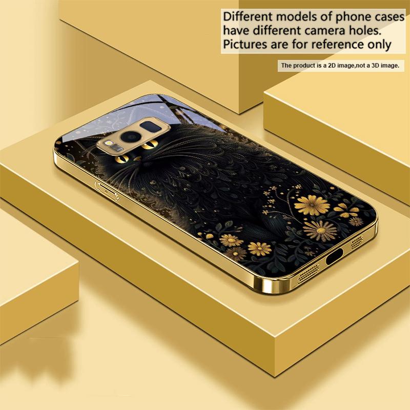 Круглые и яркие глаза Для Samsung Galaxy S20 FE S21 S22 S23 Plus S24 Ultra 25Ultra S21+ S9+ S22Plus Золотой стеклянный чехол для телефона