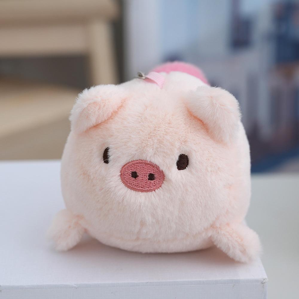 Mental Rotate Tail Plush Toy Rabbit Chick Key Ring Funny Pink Pig Plush Keychain Backpack