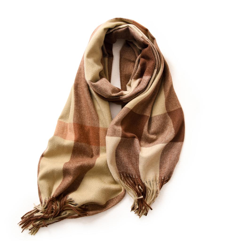 Scarf Women's Winter 2025 New Plaid Printing Tassel Imitation Cashmere Scarf Fashion Warm Shawl Scarf