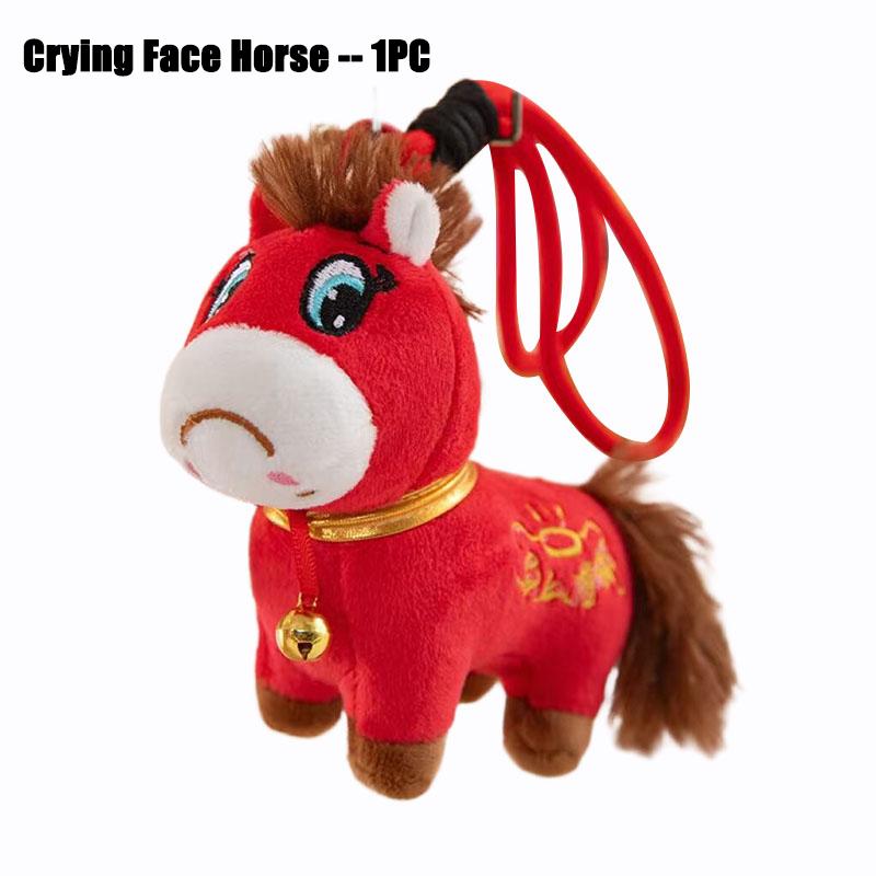Year Of The Horse Mascot Crying Horse Pendant Keychain 2026 New Year Celebration Red Horse Plush Toy Children's Doll Cloth Doll